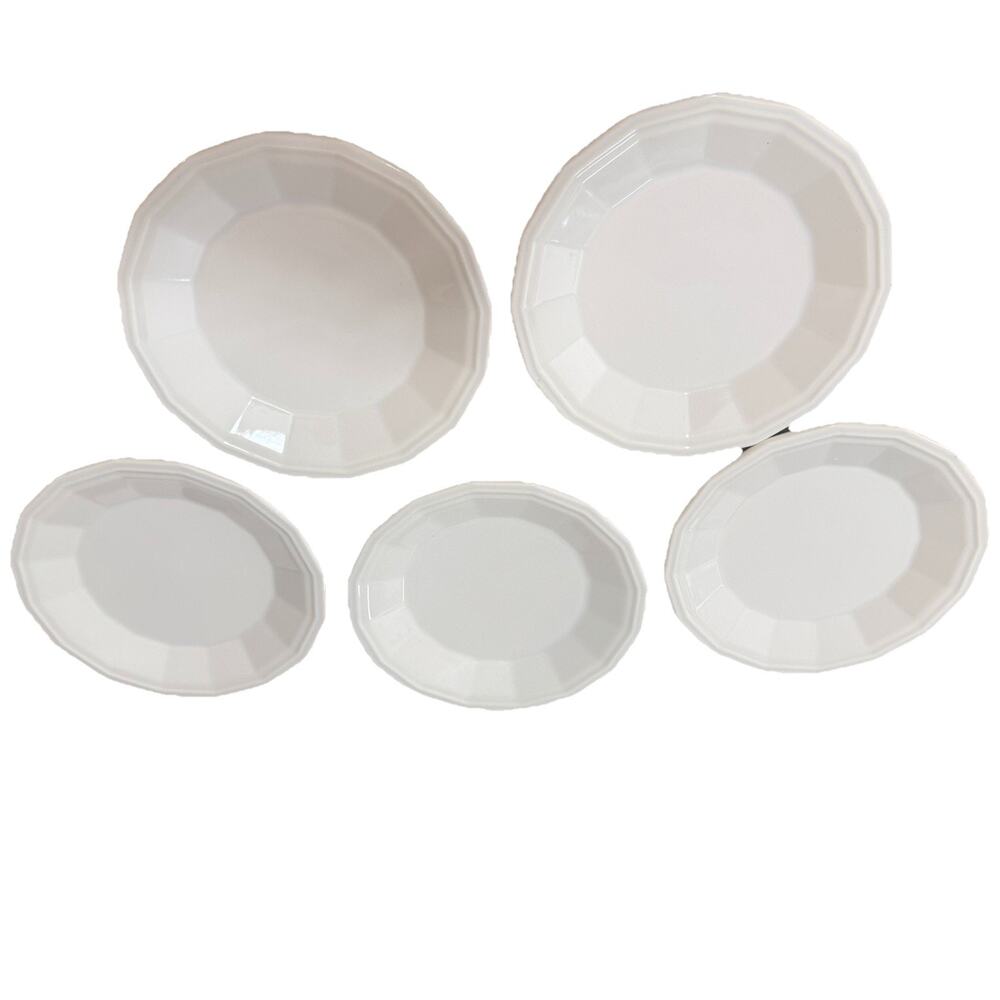 Vintage Homer Laughlin Octagon Salad Plates Set 5 White Ironstone USA 7”